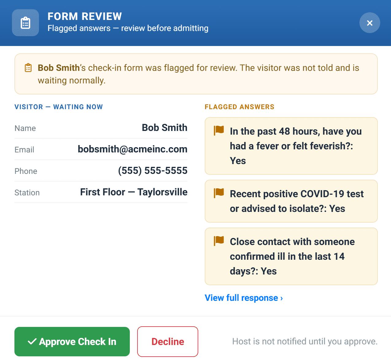 Reviewing a flagged form response