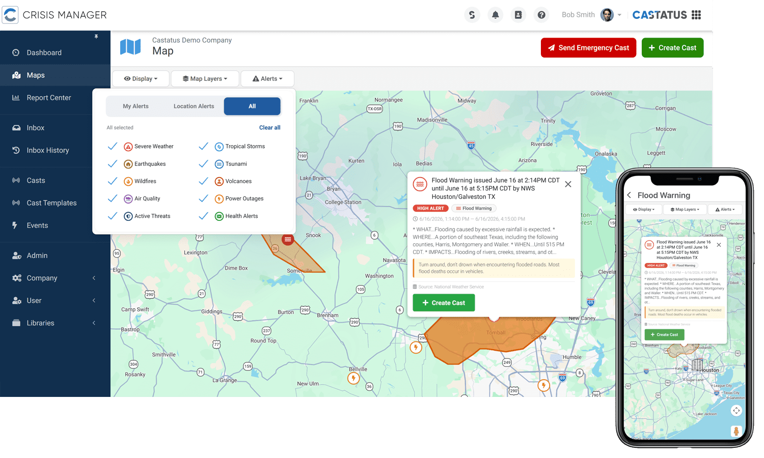 Castatus Weather & Hazard Alerts